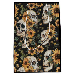 Zomer Gothic Schedels en Zonnebloemen Spooky Medium Cadeauzakje