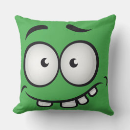 Zomer grappig en lelijk gezicht groen kussen