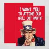 ZOMER GRILLEN BBQ-FEEST OOM ZELFDE UITNODIGINGEN (Voorkant / Achterkant)