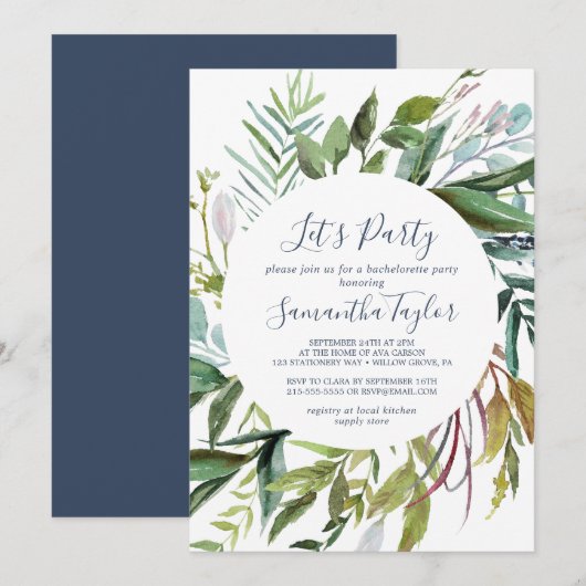 Zomer Groen Diamanten Krans Laten we Feesten Kaart (Voorkant / Achterkant)