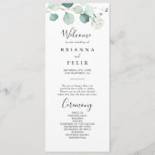 Zomer Groen Eucalyptus Bladgroen Bruiloft Programm Programma (Voorkant)