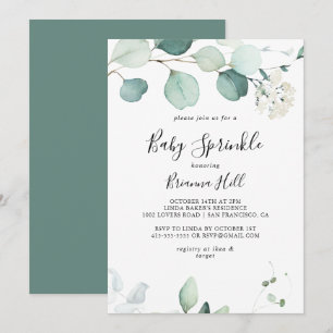 Zomer Groen Eucalyptus Foliage Baby Sprinkle Kaart