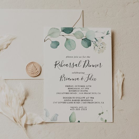 Zomer Groen Eucalyptus Foliage repetitie diner Kaart