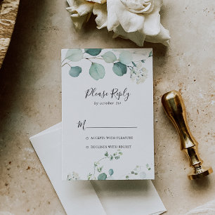 Zomer Groen Eucalyptus Foliage RSVP Kaartje