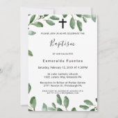 Zomer Groen Tropisch Eucalyptus Kruis Doop Kaart (Voorkant)