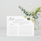 Zomer Groene Bruiloftsdouche Recept Informatiekaartje (Staand voorkant)