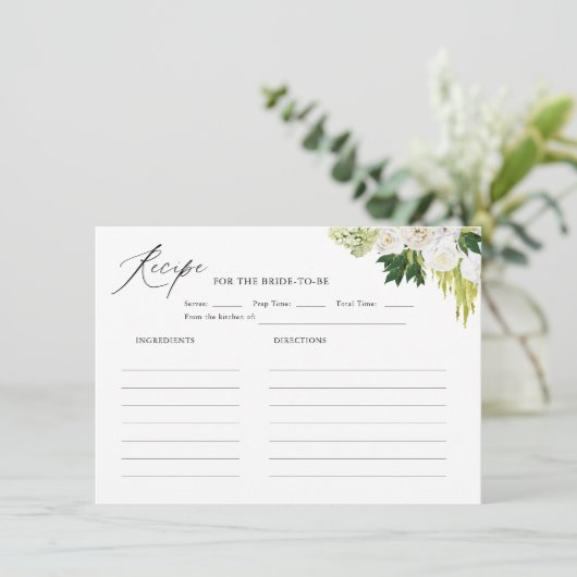 Zomer Groene Bruiloftsdouche Recept Informatiekaartje (Staand voorkant)