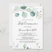 Zomer Groene Eucalyptus Foliage Eerste Communie Kaart (Voorkant)