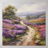 Zomer Heather Moorland Field Landschap Poster (Voorkant)