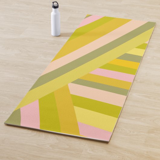 Zomer Heldere Pastel Roze Groene Geometrische Stre Yogamat (In situ)