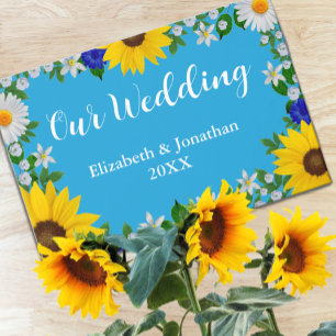 Zomer Hemelsblauw Bloemen Bruiloft Gastenboek