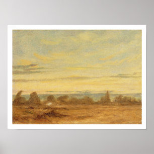 Zomer - Het landschap van de avond (olie op het ca Poster