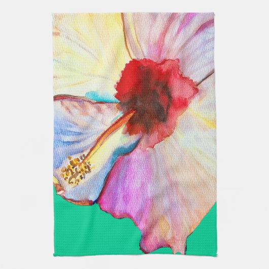 Zomer hibiscus bloemen theedoek (Verticaal)