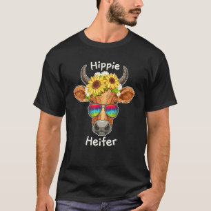 Zomer Hippie Vaarzen Koe Zonnebloem Margriet T-shirt