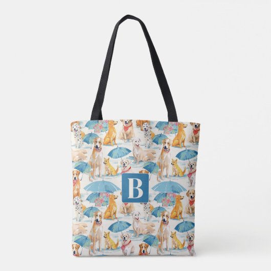 Zomer Honden Kleurrijk Gepersonaliseerd Monogram P Draagtas (Achterkant)