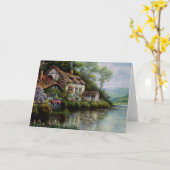 Zomer huisje mooi kleurrijk landschap kaart (Gele Bloem)