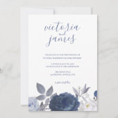 Zomer Huwelijk Bright Blue Bloemen Uitnodiging (Voorkant)
