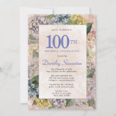 Zomer Hydrangea 100th Birthday Party Kaart (Voorkant)