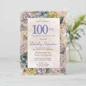 Zomer Hydrangea 100th Birthday Party Kaart (Staand voorkant)
