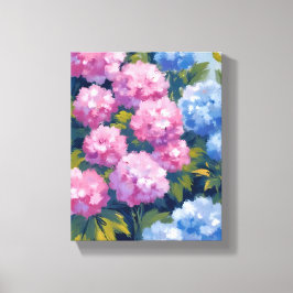 Zomer Hydrangea's | Roze & Blauwe Kustbloemen Canvas Afdruk