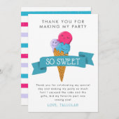 Zomer IJs Kinderen Verjaardagsfeest Bedankkaart (Voorkant / Achterkant)