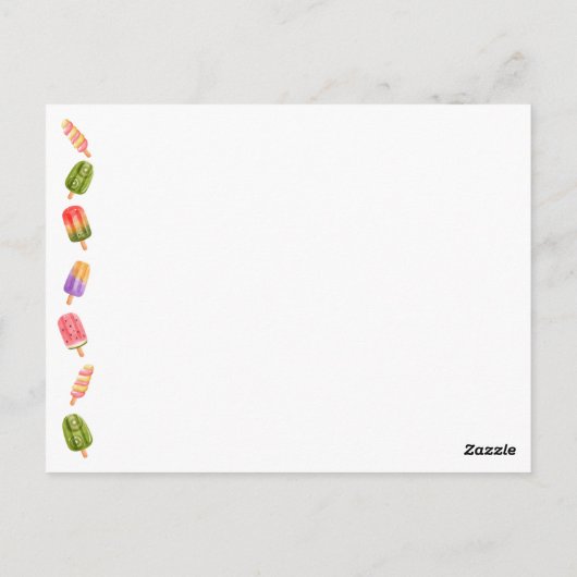 Zomer ijslolly ijs verjaardagsuitnodiging briefkaart (Achterkant)