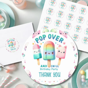 Zomer Ijslolly Popsicle Ijs Verjaardag Kinderen Ronde Sticker