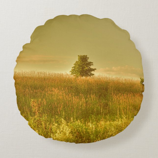 Zomer in de Meadow Rond Kussen (Voorkant)