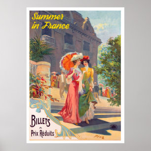 Zomer in Frankrijk, dames op een rol,  Poster