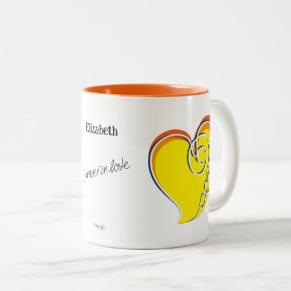 Zomer in Love-Zon & Strand Hart-Aangepaste naam Tweekleurige Koffiemok