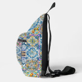 zomer italiaans florale blauwe tegels citrus monog sling bag (Rechts)