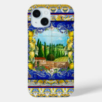 zomer italiaans Majolica blauw tegels citrus tuin