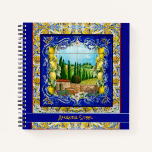Zomer Italiaanse Blauwe Majolica Tegels Citrus Mon Notitieboek
