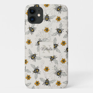 Zomer Ivoor en Gele Bijen Bloemen Patroon iPhone 11 Hoesje