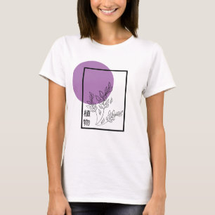 Zomer Japans botanisch paars bloemend T-shirt