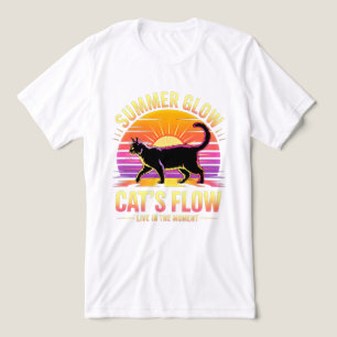 Zomer Kat Retro Gloed - Grappige Katachtige Strand Tri-Blend Shirt