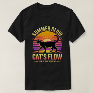 Zomer Kat Schattig Gloei - Leef in het Moment T-sh T-shirt
