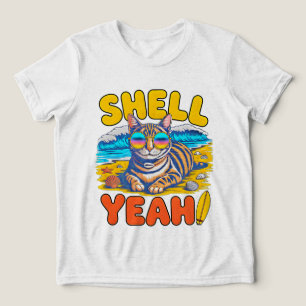 Zomer Kat Schelp Ja Leuk Retro Strandliefhebber Ca Tri-Blend Shirt
