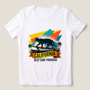Zomer Kat Surfen Dames Retro California T-shirt