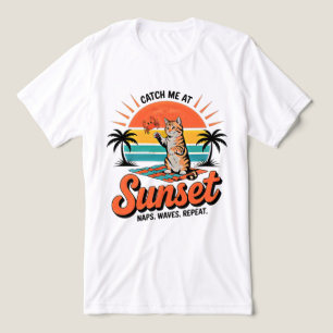 Zomer Kat Zonsondergang - Retro Strand Tabby Kitte Tri-Blend Shirt