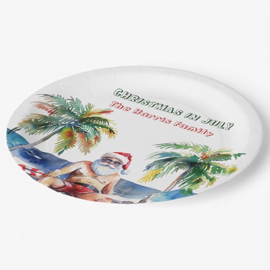 Zomer Kerstman I Kerstmis in juli Papieren Bordje (Gekanteld)