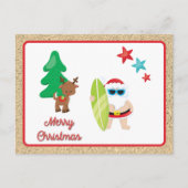 Zomer Kerstman met Zand Kerst Custom Feestdagenkaart (Voorkant)