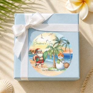 Zomer Kerstman & Sneeuwman Kerstmis in juli Ronde Sticker