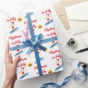 Zomer Kerstman Tropisch Strand Kerstmis in Juli Cadeaupapier