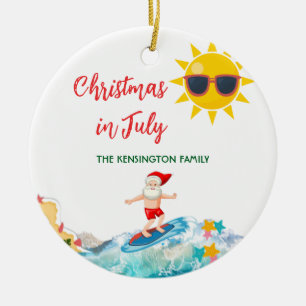 Zomer Kerstman Tropisch Strand Kerstmis in Juli Keramisch Ornament