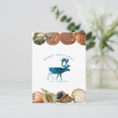 Zomer Kerstmis Beach Seashell Reindester Feestdagenkaart (Staand voorkant)