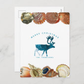 Zomer Kerstmis Beach Seashell Reindester Feestdagenkaart (Voorkant / Achterkant)