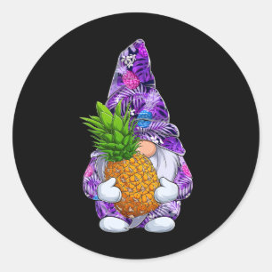 Zomer Kerstmis Hawaiaanse Ananas Gnome Kerstmis In Ronde Sticker