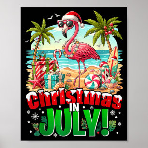 Zomer Kerstmis Hawaiaanse Trocal Strand Flamingo V Poster