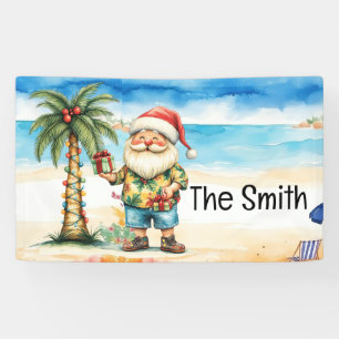 Zomer Kerstmis in juli Sinterklaas op het strand Spandoek